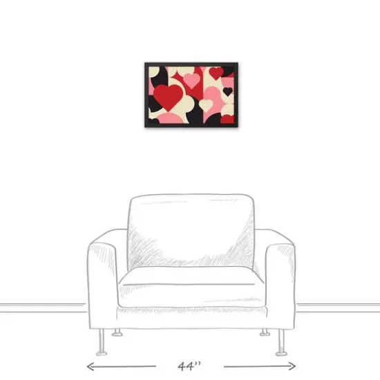 Mid Mod Heart Pattern Black Framed Canvas {5}