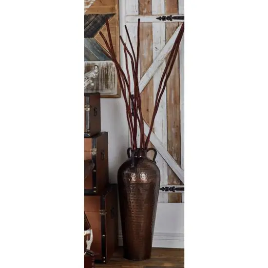 28" Brown Metal Rustic Vase {6}