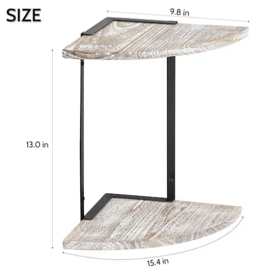 White 2-Tier Floating Corner Shelf {3}