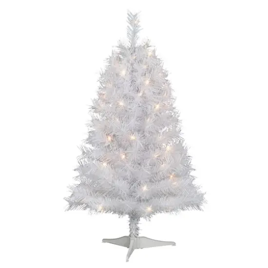 3ft. Pre-Lit White Snow Ridge Artificial Fir Tree, Clear Lights {1}