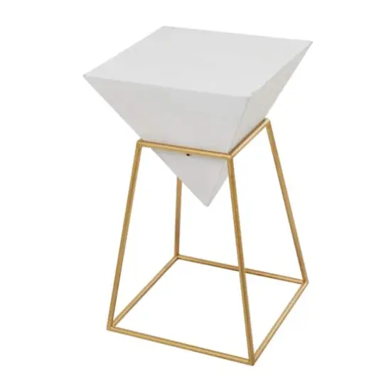 Gold Metal Modern Accent Table, 24" x 20" x 17" {1}