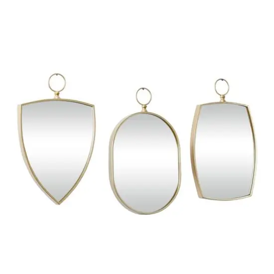 Set of 3 Gold Wood Traditional Wall Mirror 24", 24", 25" {3}