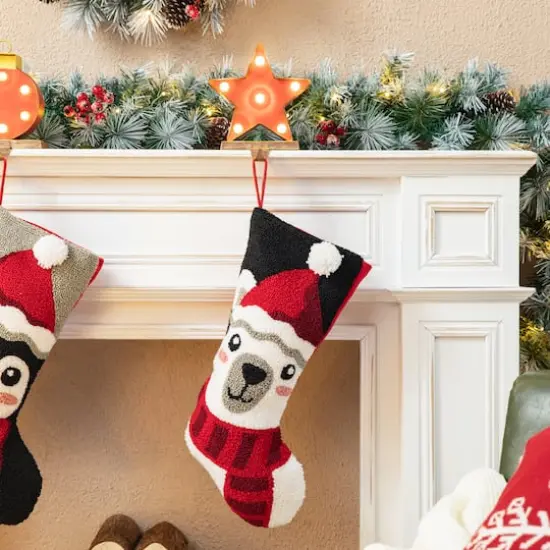 Glitzhome&reg; 20.5" Polar Bear & Penguin Hooked Stocking Set {5}