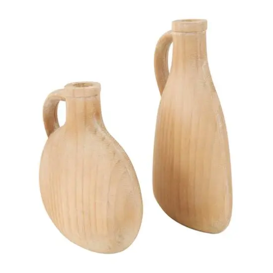 Natural Wood Slim Jug Inspired Vase Set {4}