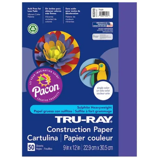 Tru-Ray&reg; 9" x 12" Construction Paper, 5 Packs of 50 Sheets Purple {4}