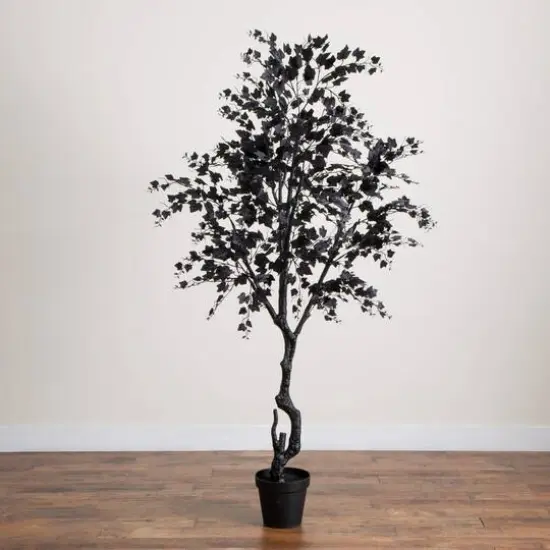 7ft. Artificial Halloween Black Maple Tree {7}