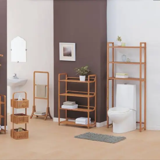 Organize It All Freestanding Bamboo Towel Rack {6}