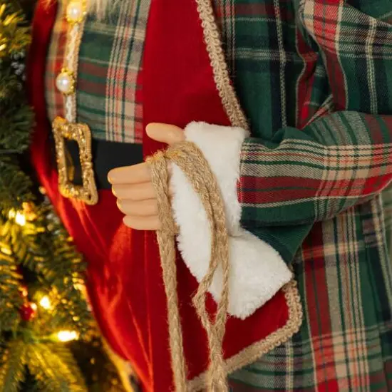 Glitzhome&reg; 4FT Oversized Christmas Woodland Santa with 5FT Lighted Green Artificial Christmas Tree {5}