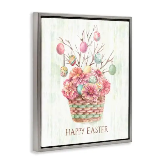 Stupell Industries Happy Easter Bouquet Floater Framed Art Gray {4}