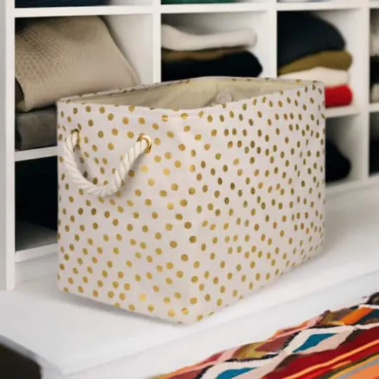 DII&reg; Large Rectangle Gold Dots Polyester Bin {5}