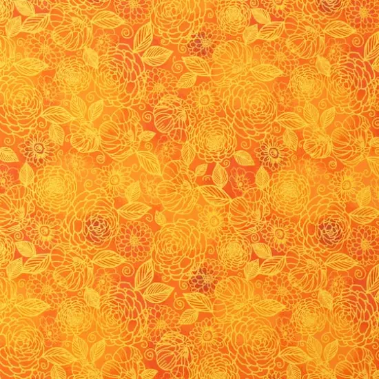 SINGER Tonal Floral Orange Cotton Fabric {1}