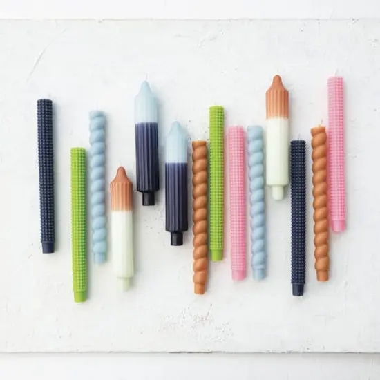 Hello Honey&reg; 8" Blue Two-Tone Unscented Pleated Taper Candles, 2ct. {3}