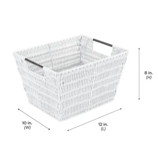 Simplify Medium White Rattan Storage Basket {6}