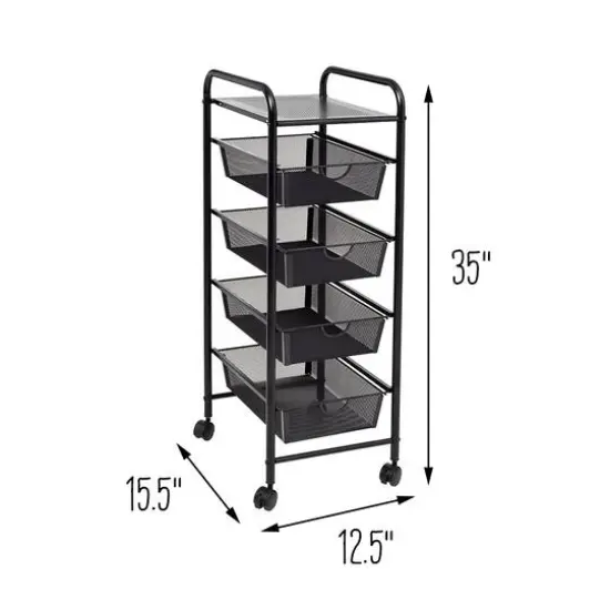 Honey Can Do Black 4-Drawer Rolling Cart {5}