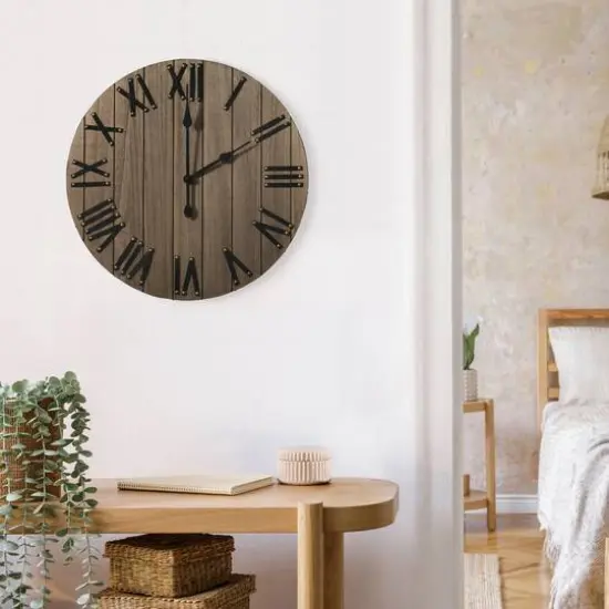 Elegant Designs Handsome 21" Farmhouse Wood Wall Clock Restored Wood {5}
