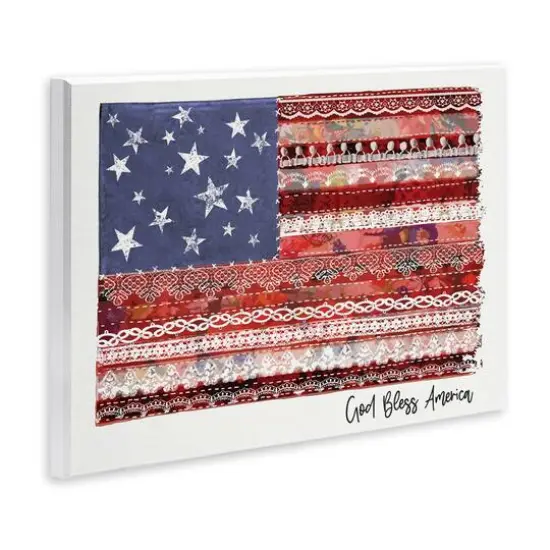 Stupell Industries God Bless America Phrase Macram� Pattern Flag Wall Plaque Art {4}