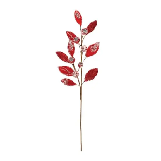29.5" Beaded Leaf Stems, 2ct. Red {3}