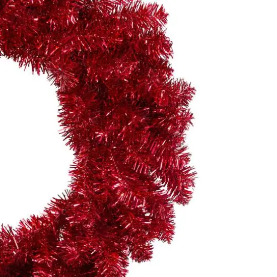 24" Red Metallic Double Tinsel Christmas Wreath {3}
