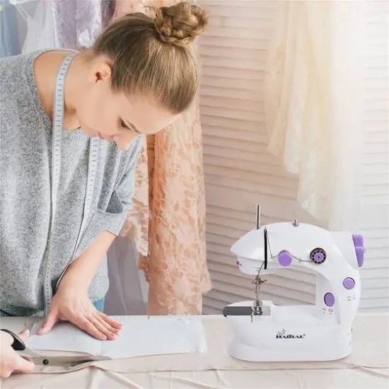 Haitral&trade; Lavender Flex-Speed Double-Thread Cordless Easy Sewing Machine with Pedal {7}