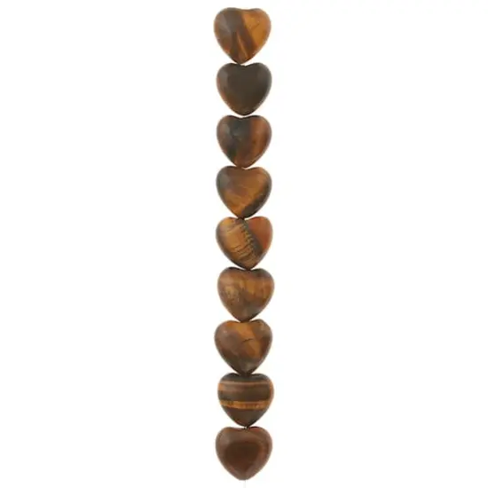 Brown Tiger's Eye Heart Semi-Precious Beads by Bead Landing&trade;, 12mm  {4}