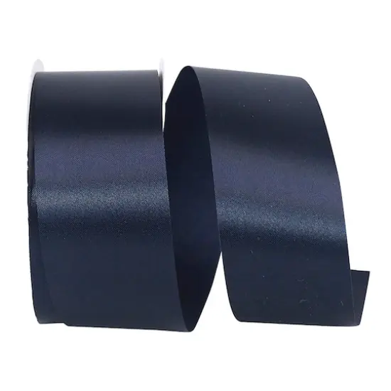JAM Paper 1.875" x 50yd. Single Face Satin Allure Ribbon Dark Navy {1}