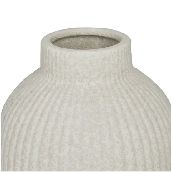 CosmoLiving by Cosmopolitan White Ceramic Ribbed Vase Set of 2 11", 9" {4}