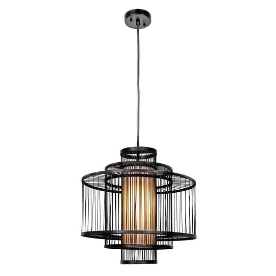 Hello Honey&reg; 19.5" Boho Tiered Bamboo Chandelier Black {1}