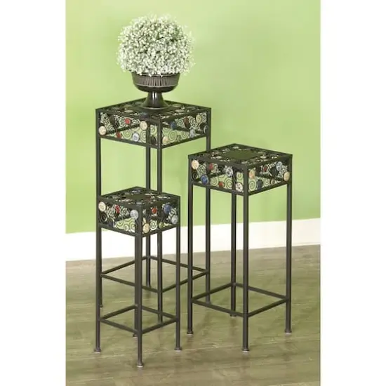 Multi Dot Black Metal Traditional Plantstand, 28", 24" & 20" {3}