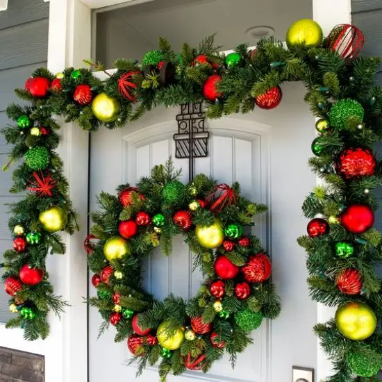 Village Lighting 30" Pre-Lit Festive Holiday Christmas Wreath, Clear LED Lights {6}