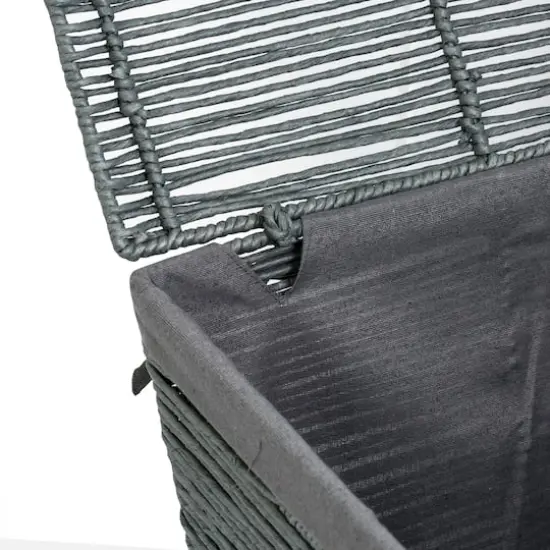 22" Coastal Collection Cool Gray Laundry Hamper with Lid {5}