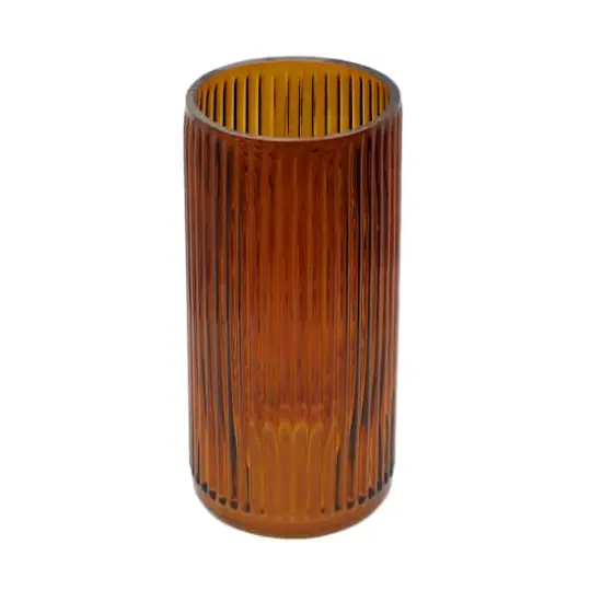 10" Amber Ribbed Glass Vase by Ashland&reg; {3}