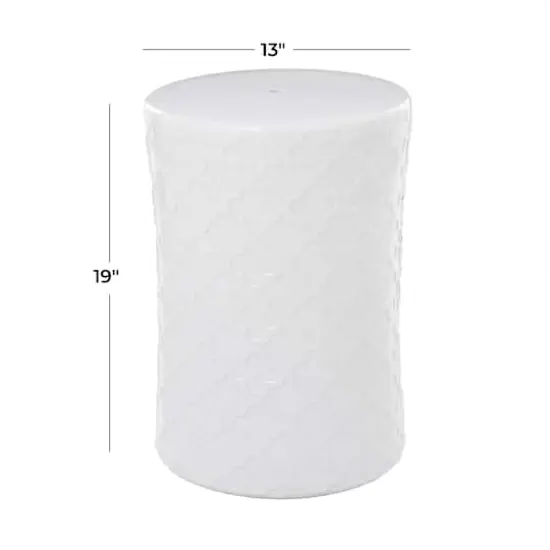 White Ceramic Contemporary Accent Table, 19" x 13" x 13" {8}