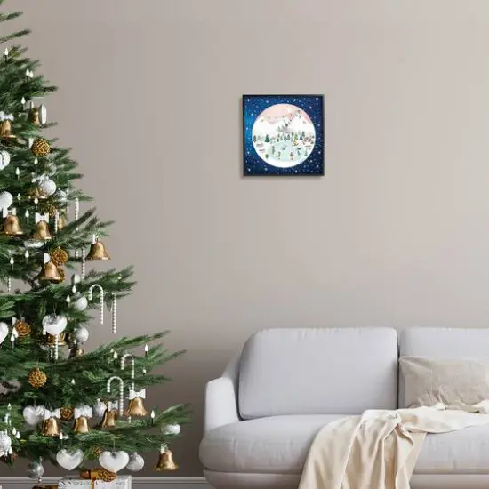 Stupell Industries Ice Skating Christmas Snow Scene Framed Giclee Art Black {3}