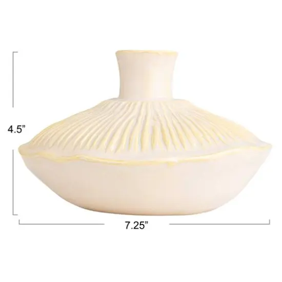 Hello Honey&reg; 7" Long Cream Stoneware Vase {12}