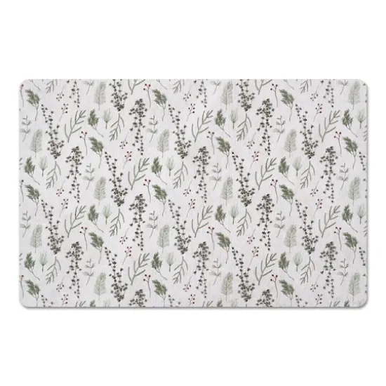 Pine Greenery on White Floor Mat {1}