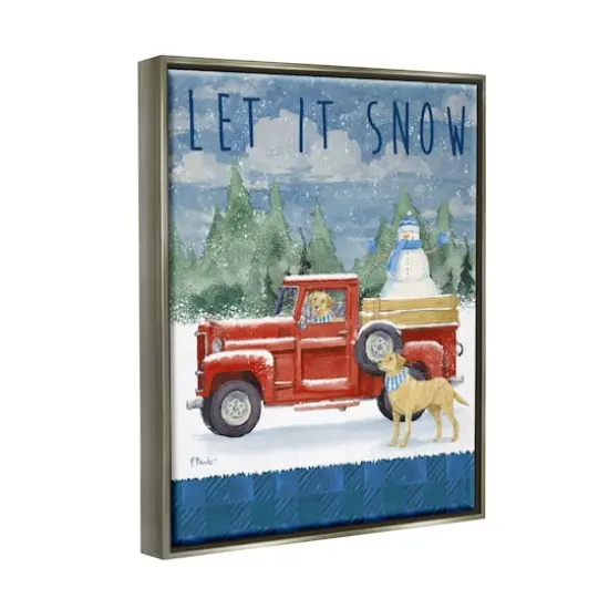 Stupell Industries Let It Snow Winter Dogs Gray Framed Floater Canvas Wall Art {4}