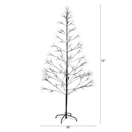 6ft. Pre-Lit Artificial Halloween Black Starburst Tree with 1680 Fairy Warm White LED Lights {3}