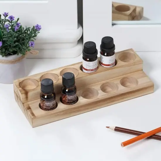 NEX&trade; Rustic Wooden Essential Oil Display Holder Set {5}