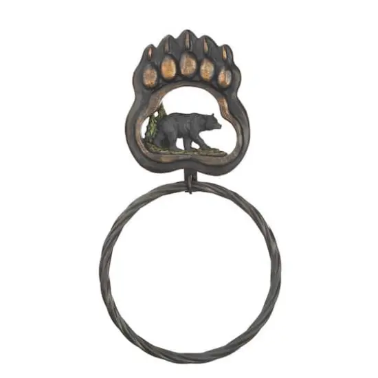 12" Black Bear Paw Towel Ring {1}