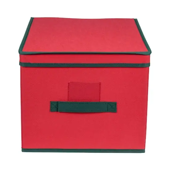 16" Red And Green Collapsible Christmas Decoration Storage Box {1}