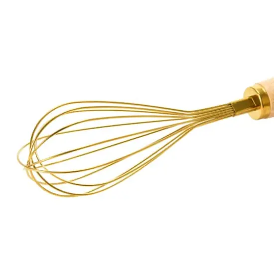 Hello Honey® Gold Standing Stainless Steel Whisk with Wood Handle {1}