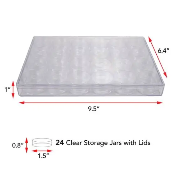 The Beadsmith&reg; 9.5'' x 6.5'' x 1'' Clear Storage Box with Jars {6}