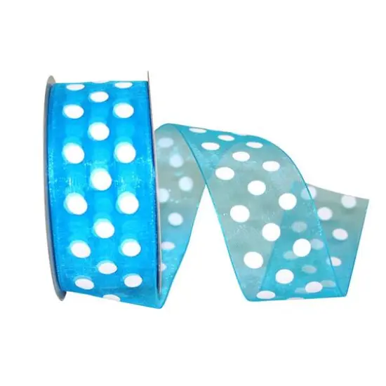 Reliant 1.5" x 25yd. Chiffon Aspirin Dot Ribbon White/Black {2}