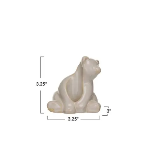 Hello Honey® 3.25" White Stoneware Bear Taper Candleholder with Reactive Glaze {5}