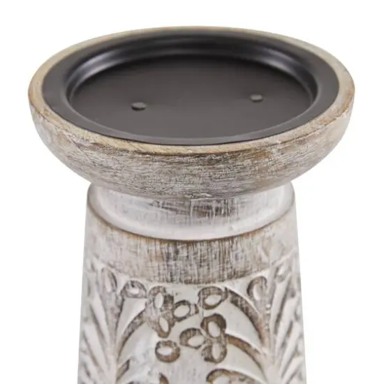 Brown Mango Wood Natural Candle Holder Set {4}