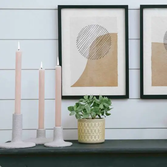 Hello Honey&reg; Stoneware Taper Candle Holders Set, 3ct. {7}