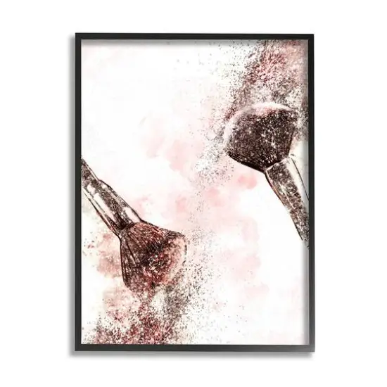 Stupell Industries Glamorous Cosmetic Brushes Wall Art in Black Frame {1}