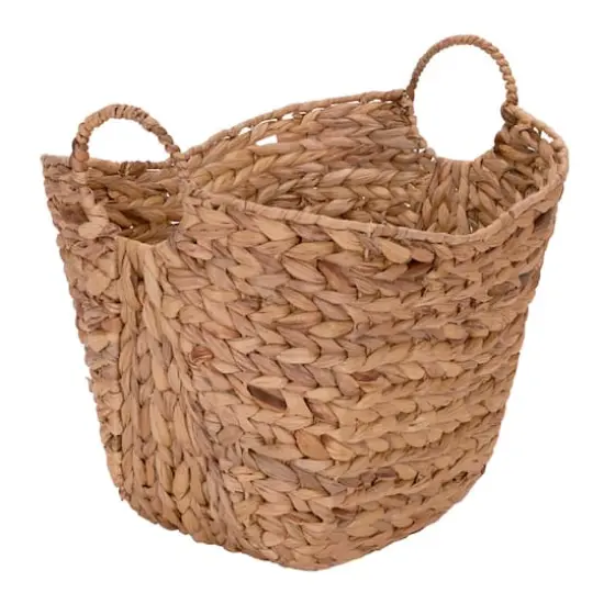 Household Essentials 17.5" Woven Natural Hyacinth Basket with Handles {1}