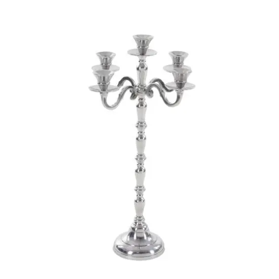 Silver Metal Traditional Candlestick Holders, 23" x 10" x 10" {3}