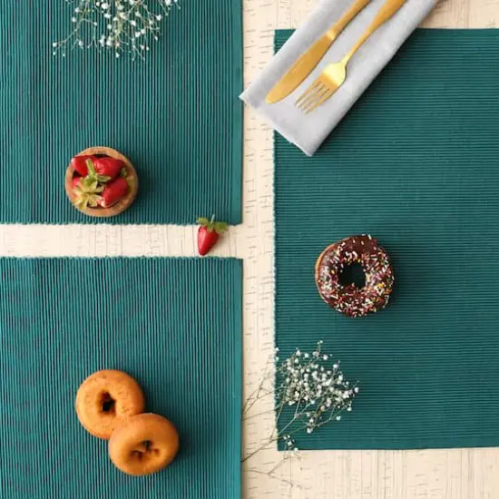 DII&reg; Ribbed Cotton Placemats, 6ct. Teal {5}